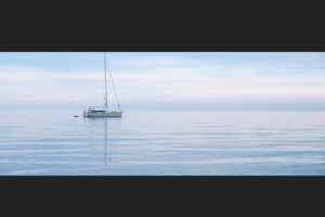 At anchor in calm seas